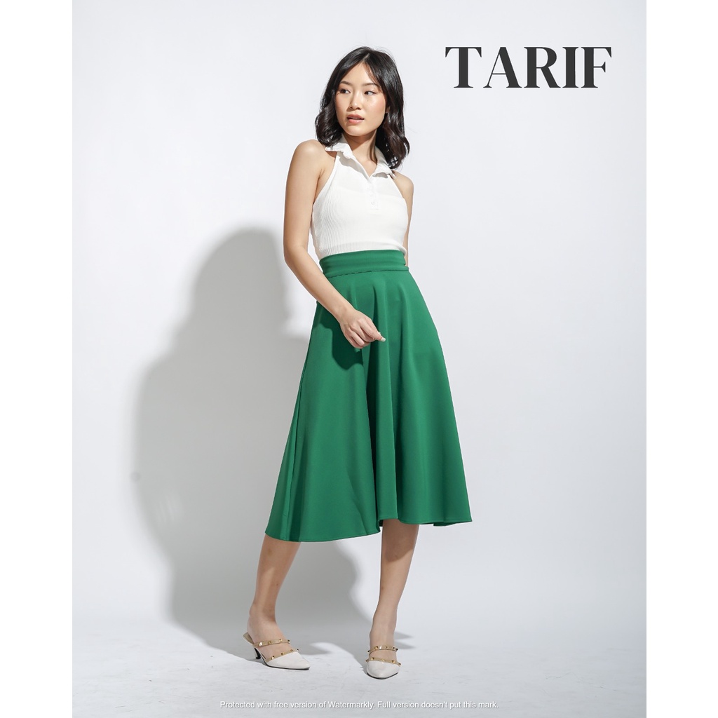 Natasya Midi Flare Skirt By TARIF - Rok High Waist 3/4