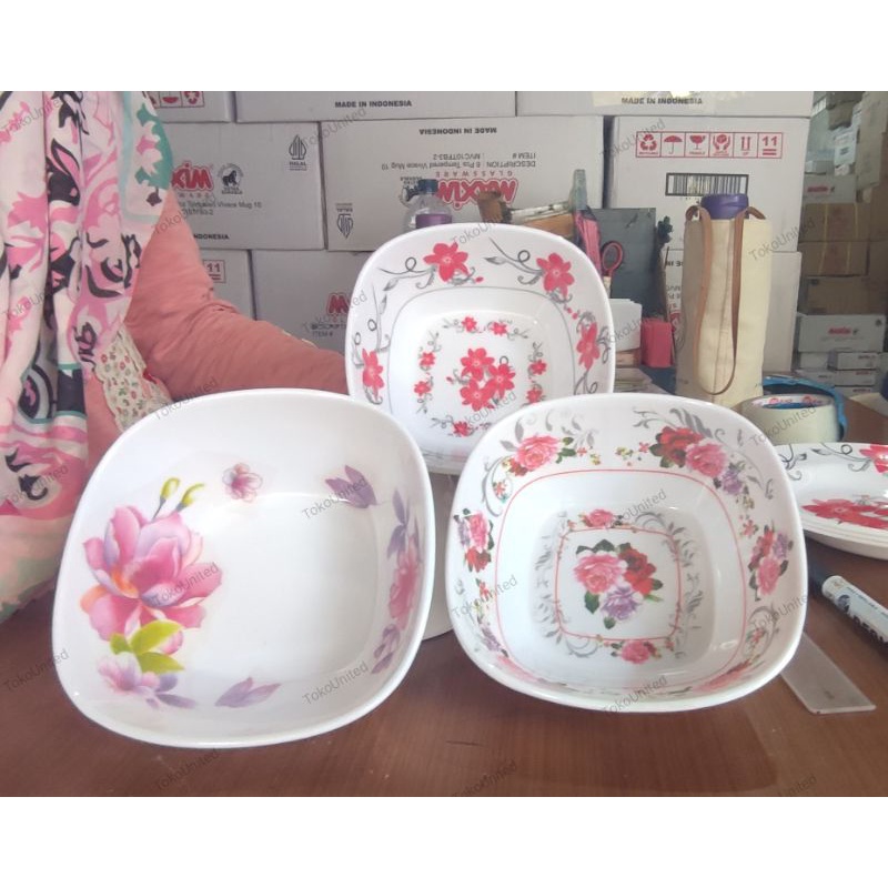 Mangkok 6 Melamin Bunga