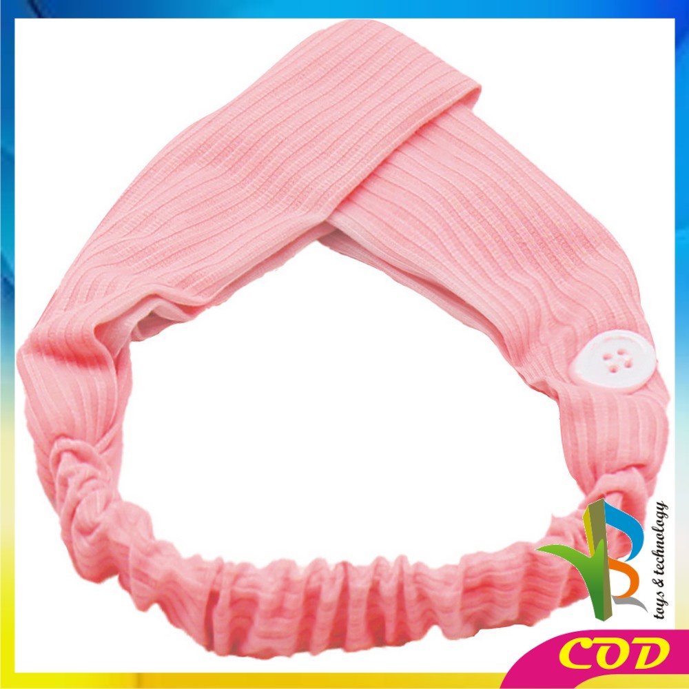 RB-C63 Bando Korea Wanita Motif Garis Salur Karet Elastis Dengan Kancing Pengait Masker / Headband Bendo Aksesoris Rambut Fashion Wanita Import