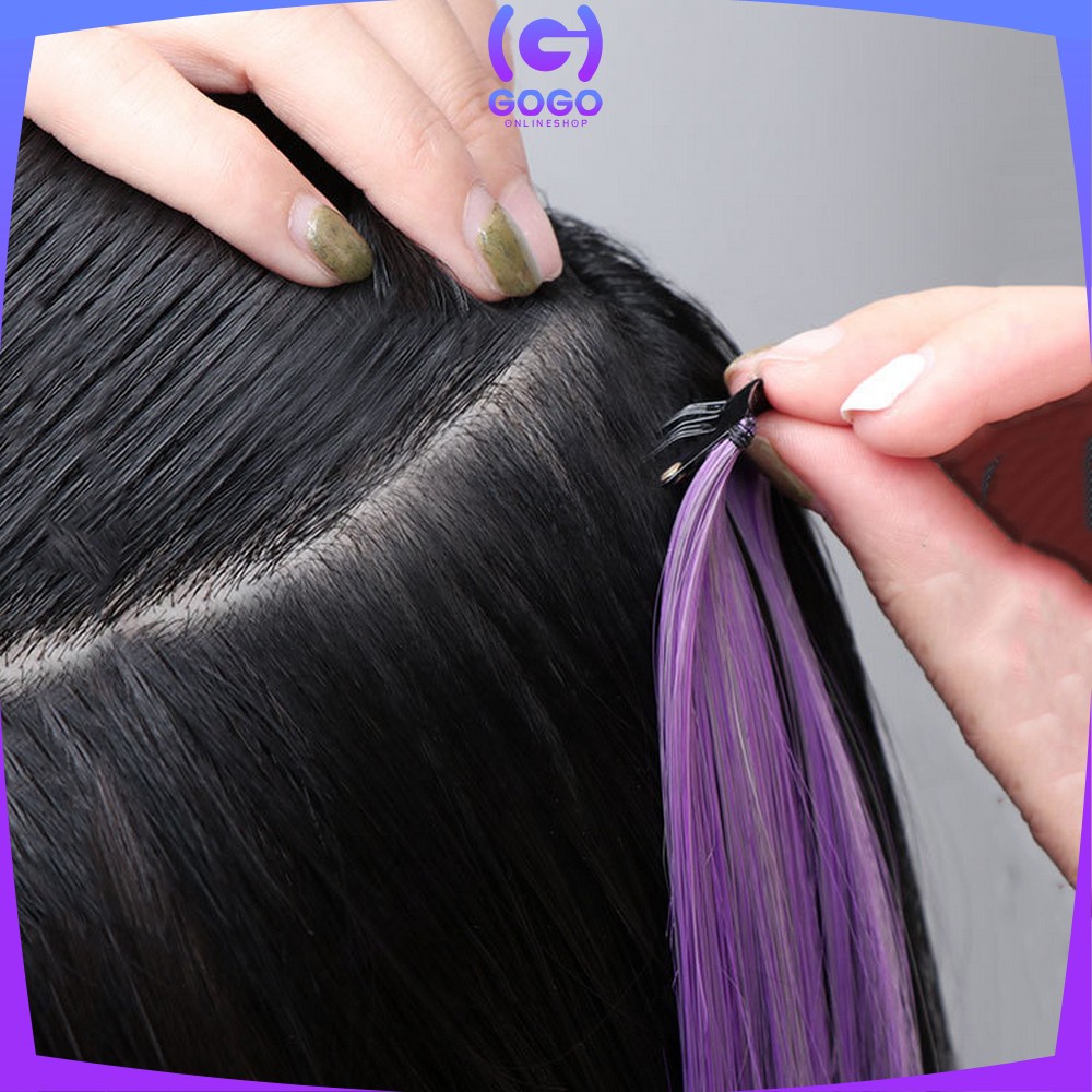 GOGO-K144 Wig Jepit Rambut Palsu Lurus Panjang Single Hair Extention Colourful Wanita / Klip Wig Rambut Palsu Cewek Korea Warna Warni Hair Clip Import