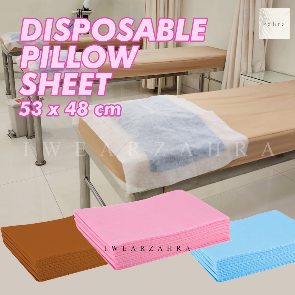 [GROSIR 12PC] DISPOSABLE PILLOW SHEET [53 x 48 CM] - Bantal Cover Bed Salon Facial Sulam Eyelash Extension Salon Dental Dokter Gigi Rumah Sakit Massage Pijet Nail Art Non Woven Alas Tempat Tidur Higenis Murah