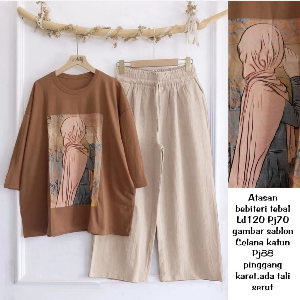 SET SHYGIRL FASHION PAKAIAN WANITA SETELAN ATASAN DAN CELANA MS