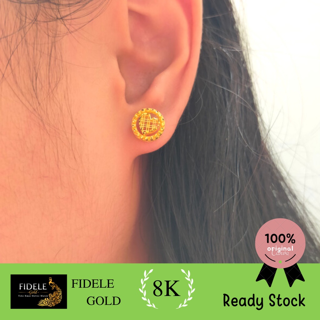 Anting Tusuk Hati Giwang Kendari Bulat Hati Love Fashion Anting Ubs