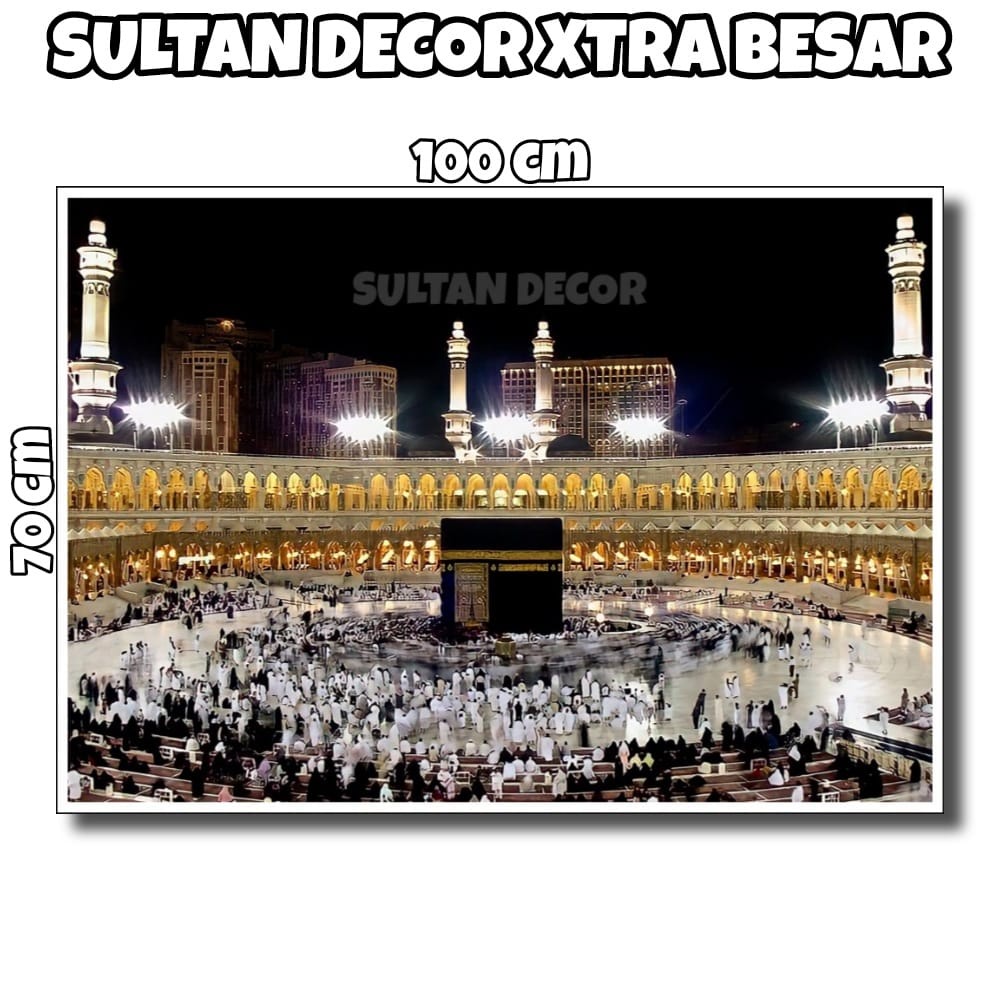 LUKISAN POSTER CETAK KABAH MEKAH MEKAH MADINAH 3D XTRA BESAR UKURAN 100X50CM 100X70CM 150X100CM 200X