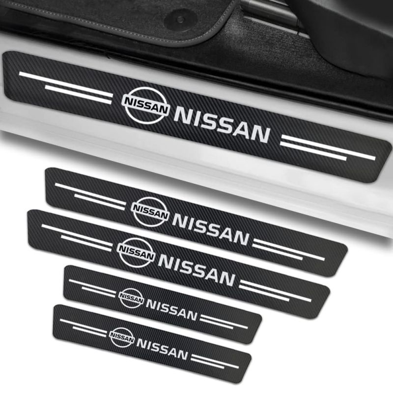 5pcs Sticker Pelindung Sill Plate Carbon Stiker Pelindung Pintu Mobil Utk Honda Toyota