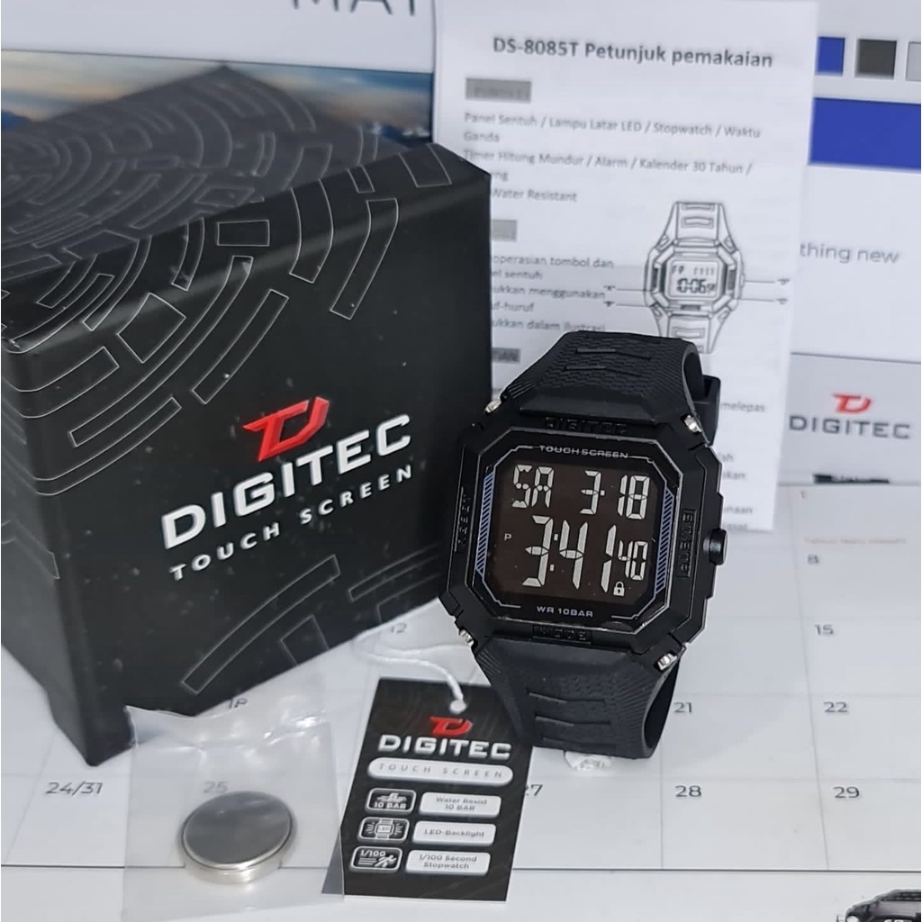 Jam Tangan Pria Digital Digitec Touchscreen DS 8085 Rubber Original Tahan Air