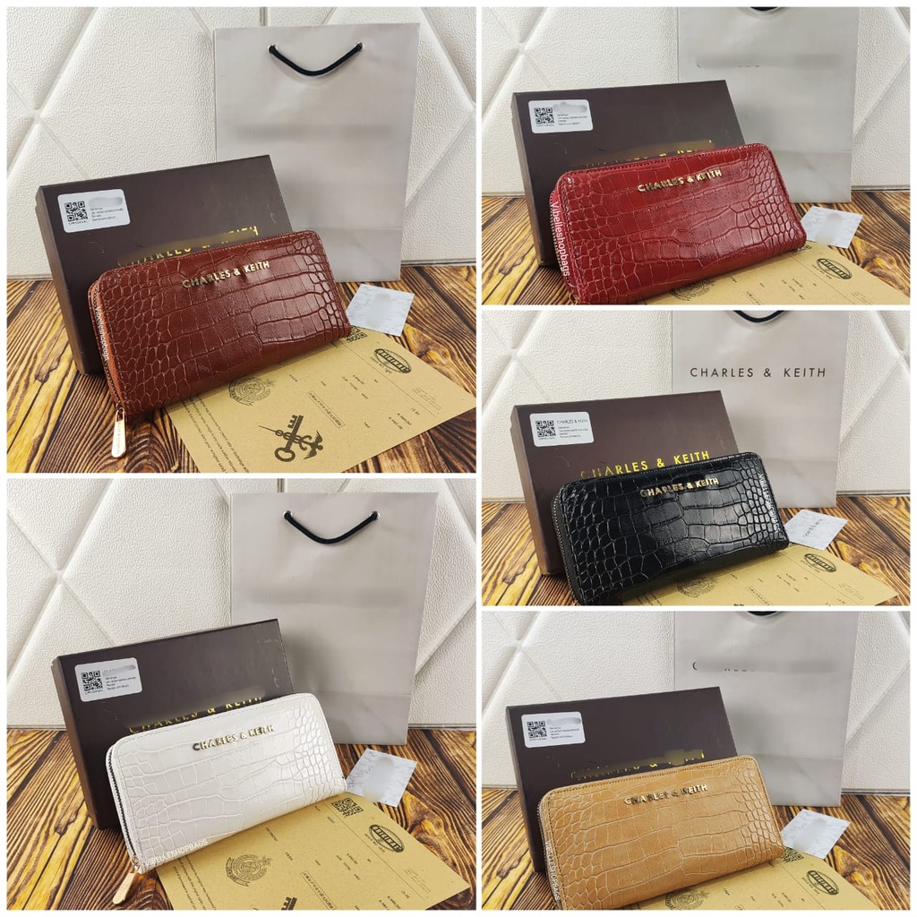 TERBARUU!!! CK DOMPET WANITA MINI LONG WALLET (FREEBOX + PAPERBAG) - DOMPET WANITA CNK CROC - EFFECT SMALL WALLET WITH BOX - Dompet / Wallet wanita import bahan kulit / CK TOP ZIP + BOX NAGITABAGS 2055