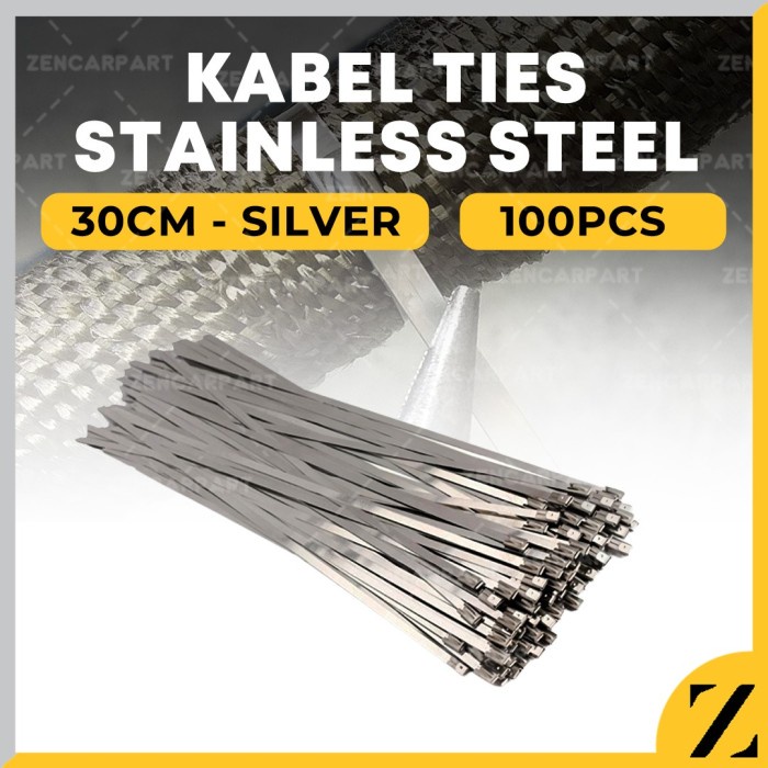 

Terlaris Kabel Cable Ties Tie Besi Stainless Steel Pengikat Knalpot Klem 30 Cm