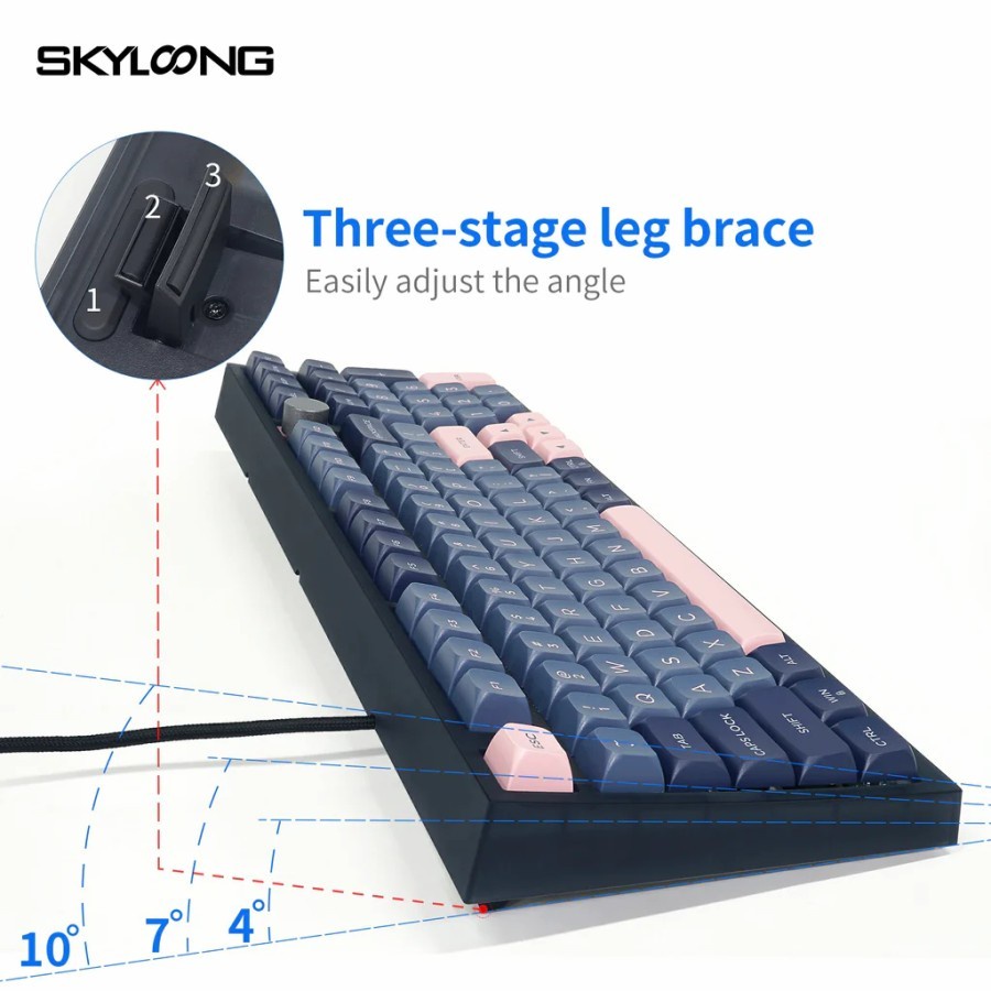 Keyboard Gaming Mechanical Skyloong GK980 Glacier Blue Pink PBT Keycap