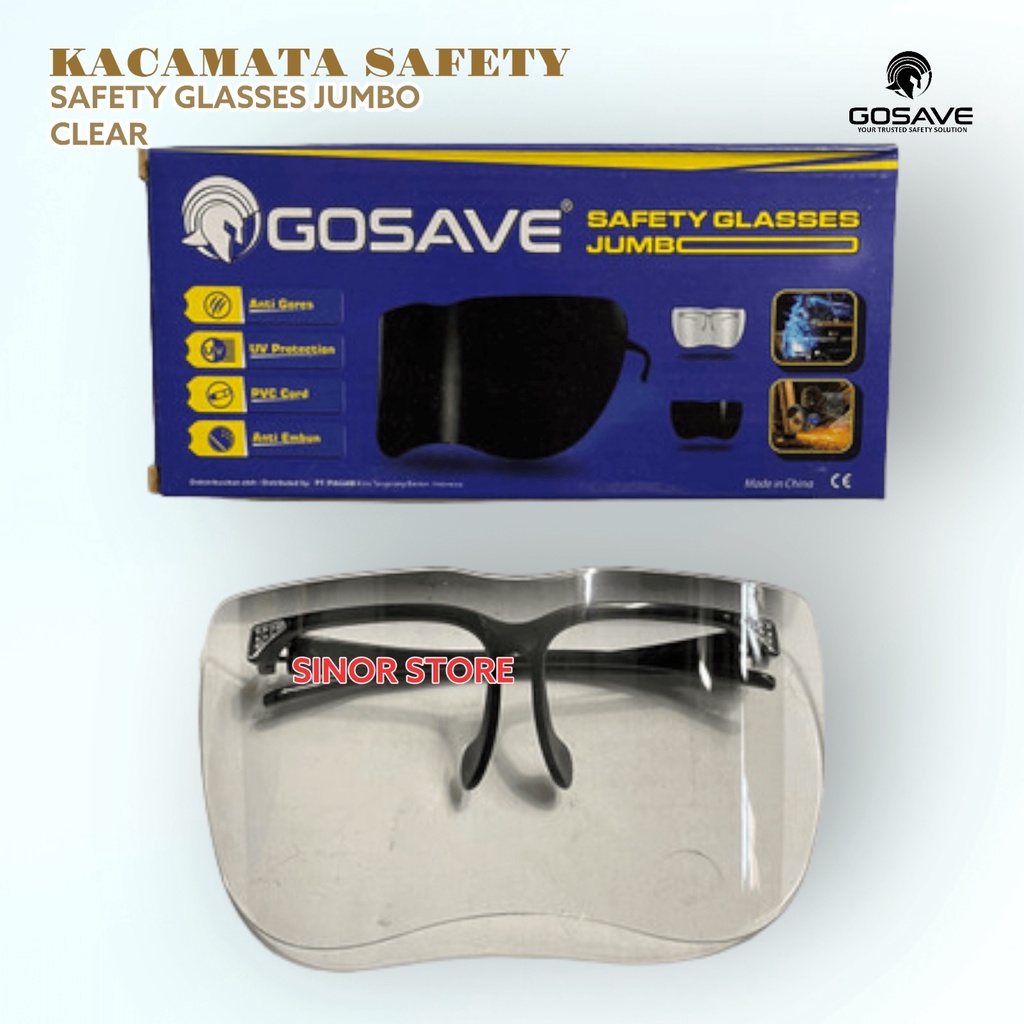 Kacamata Safety JUMBO Bening Gerinda Glasses GOSAVE