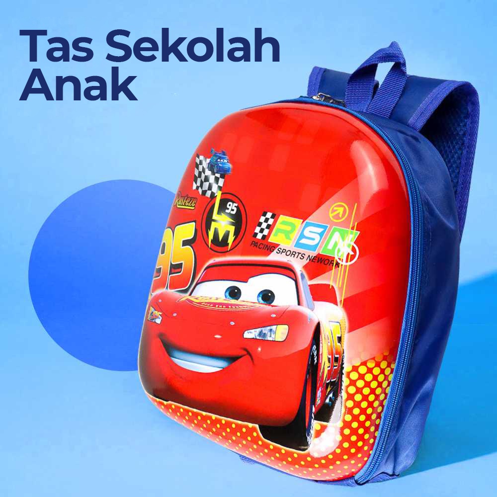 Tas Ransel Anak Sekolah Backpack Karakter Kartun Superhero Lightning Mcqueen - Red