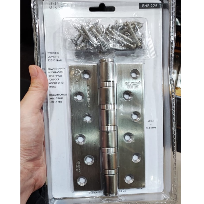 PALOMA BHP 225 BUTT HINGE ENGSEL PINTU DLX 6&quot;X3.5&quot;X4MM 5BB NRP NEW STAINLESS SUS 304