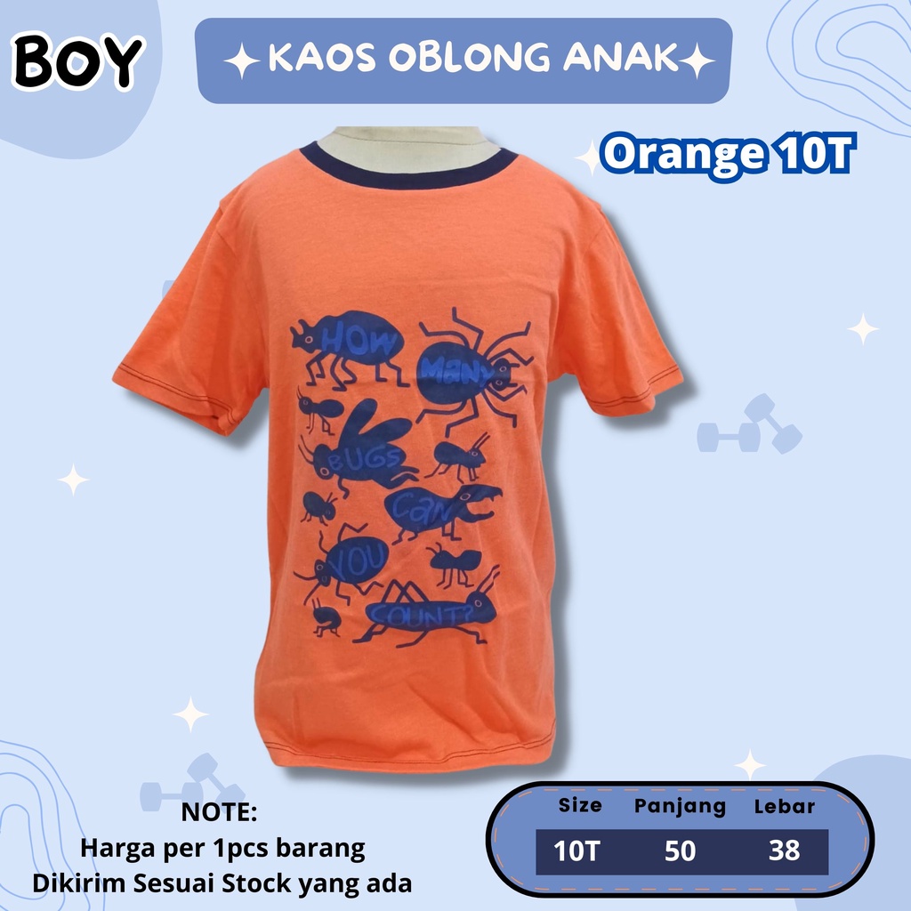 KAOS OBLONG Pendek Anak Cowok size 1 - 10 tahun adem pendek anak laki - laki boy katun motif lucu branded