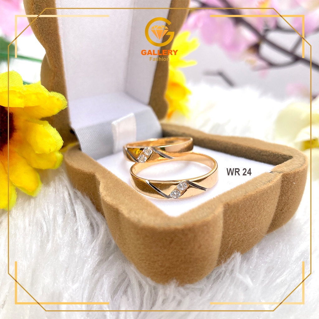CINCIN KAWIN CINCIN TUNANGAN EMAS ASLI KADAR 700/16KARAT (16K) KODE WR 24 MODEL SIMPLE UNIK