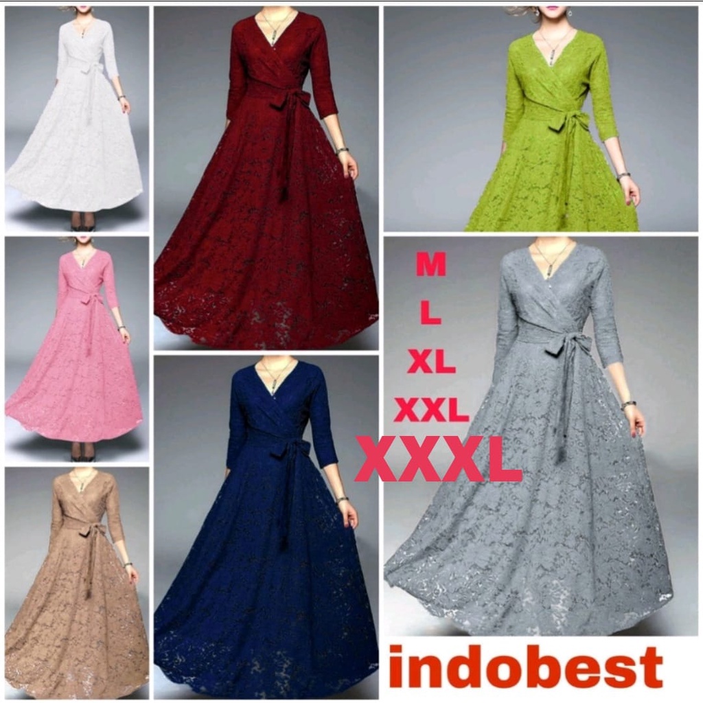 MX ICHA jumbo 3XL/2XL/XL/L/M GAMIS BRUKAT IMPORT 4ukuran TERLARIS TERBARU / MEWAH / DRESS FASHION WANITA / BAJU PESTA