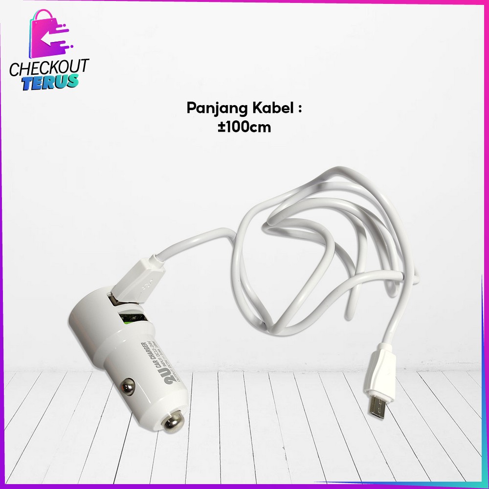 CT C820 Adaptor Car Charger Double USB Universal Crystal White  2 Output Colokan Mobil Portable Pengisi Daya Hanphone Travel