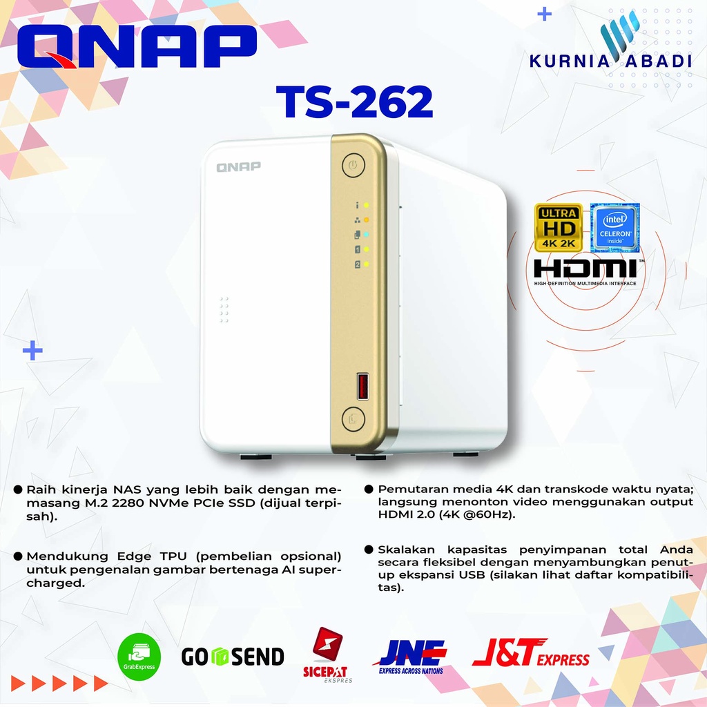 QNAP TS-262 4GB RAM 2Bay NAS EXC DISK Intel Celeron Quad Core NAS