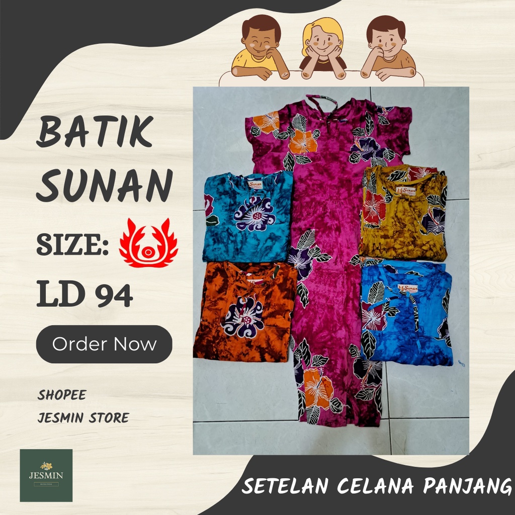 Baju Tidur Batik Sunan Anak Remaja Celana 3/4