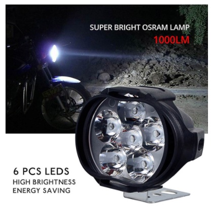 SEPASANG Lampu Tembak Waterproof Sorot 6 Mata LED Spion Motor 6 Watt 12Volt Plus Saklar On Off