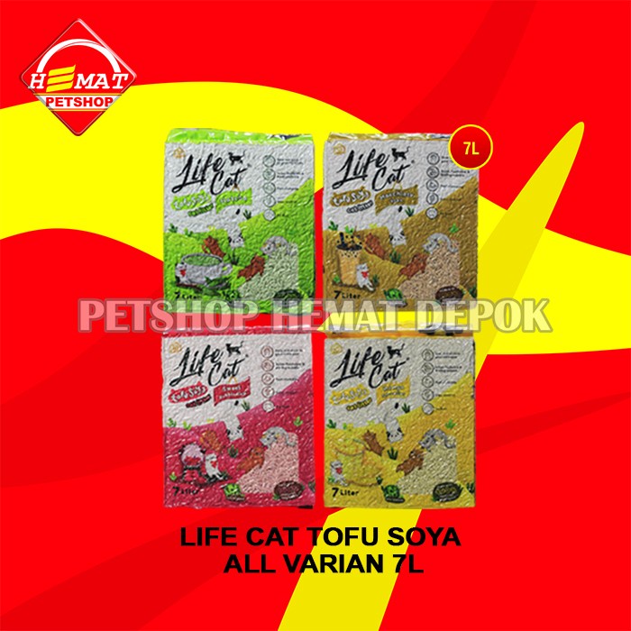 Pasir Kucing Gumpal Wangi Life Cat tofu soya 7 Litter