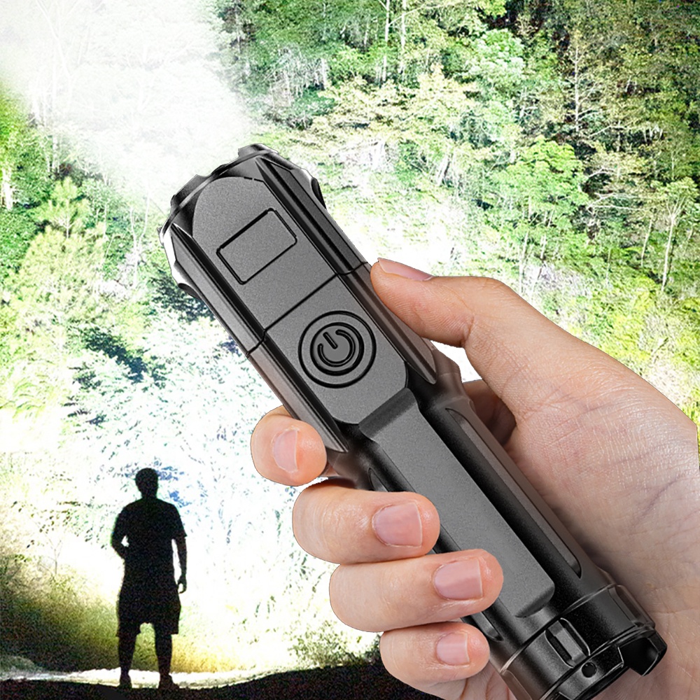 SENTER LED MINI SUPERTERANG TELESCOPIC LAMPU SENTER USB SUPERTERANG ZOOM XPE