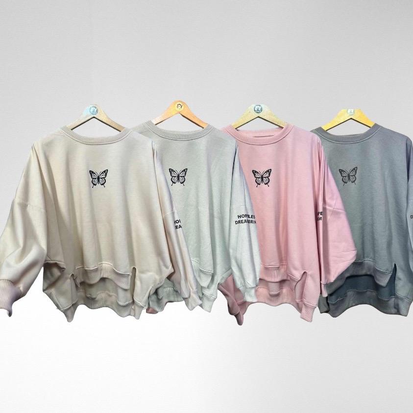 SWEATER OVERSIZE HOPELESS BUTTERFLY - SWEATSHIRT JUMBO BELAH PINGGIR KOREAN STYLE TERBARU NTR