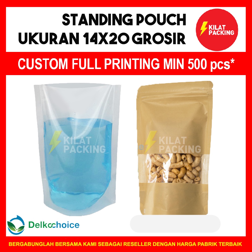 Standing Pouch  PREMIUM / Plastik Klip MURAH  / PLASTIK KEMASAN MAKANAN MINUMAN UKURAN 14x20 VARIAN