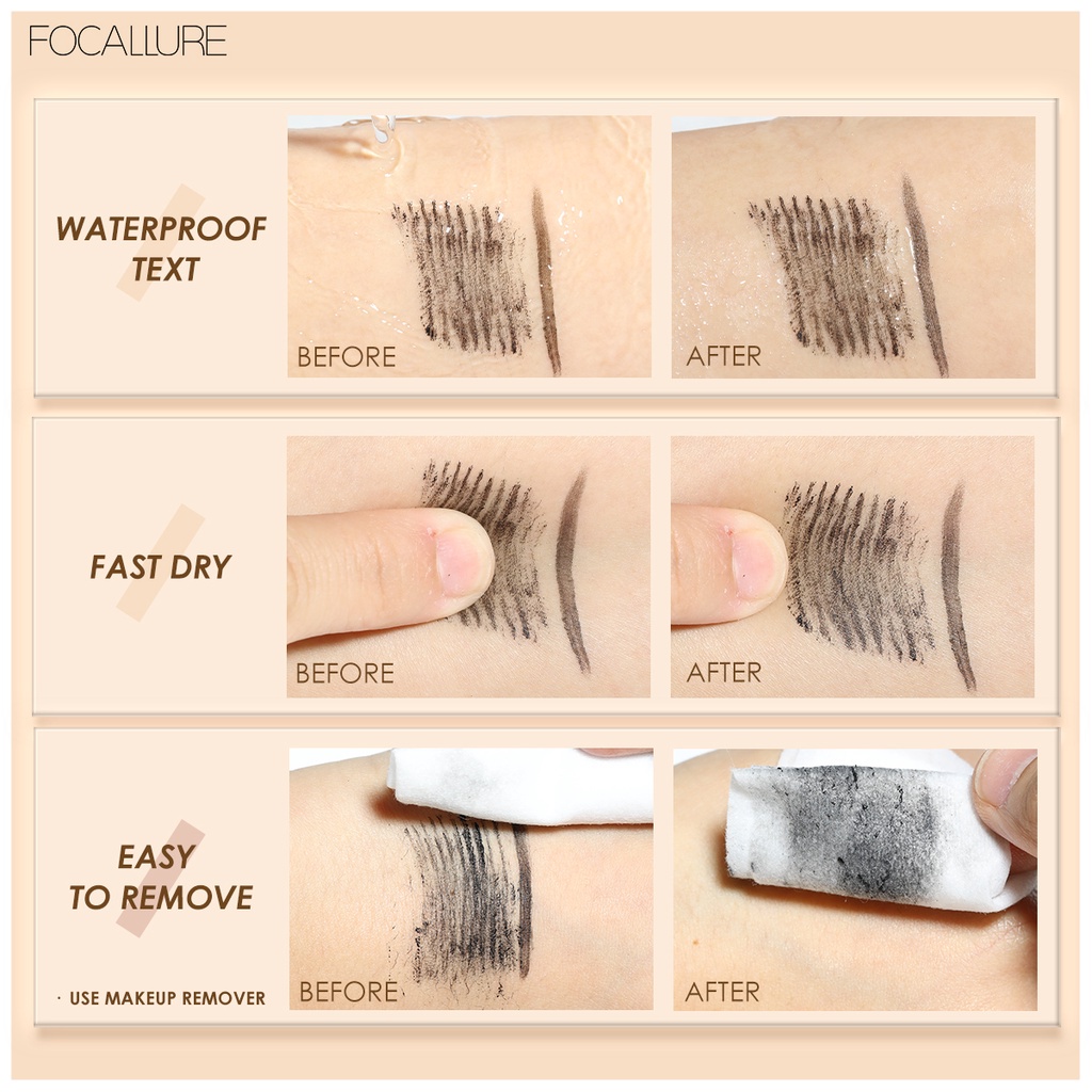 NIK - FOCALLURE 2 In 1 Waterproof Maskara &amp; Eyeliner fiber eyelash primer FA160 BPOM ORIGINAL