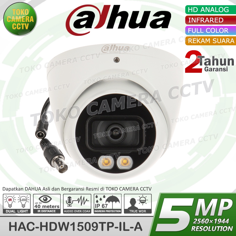 KAMERA CCTV 5MP AUDIO COLOR DAHUA HAC-HDW1509TP-IL-A DUAL SMART LIGHT