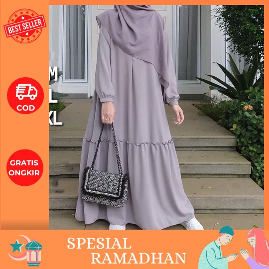 [Produk 8S0Qa] Gamis Payet Mutiara Impor Terbaru / Ansori Dress Ceruty Babydoll Aplikasi Swaroski Mu