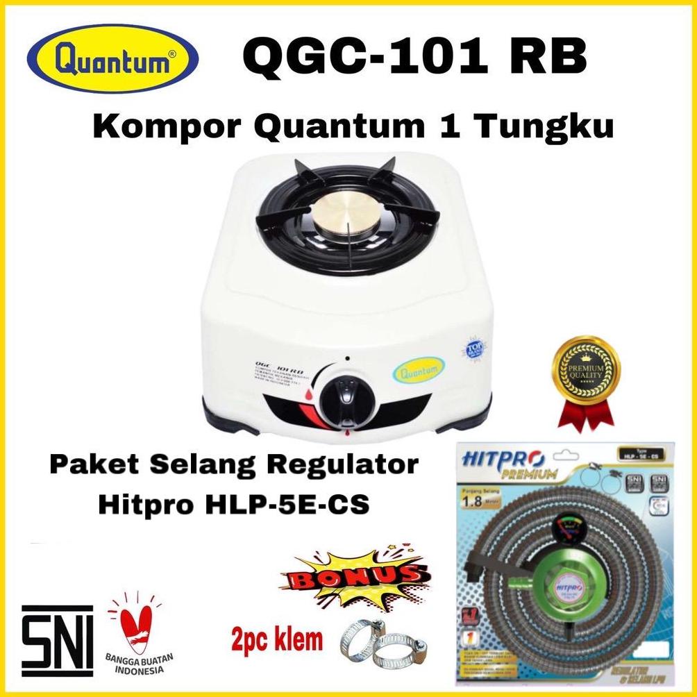 PAKET KOMPOR GAS QUANTUM 1 TUNGKU QGC-101 RB BONUS SELANG REGULATOR GAS HITPRO / KOMPOR MIYAKO KG-10