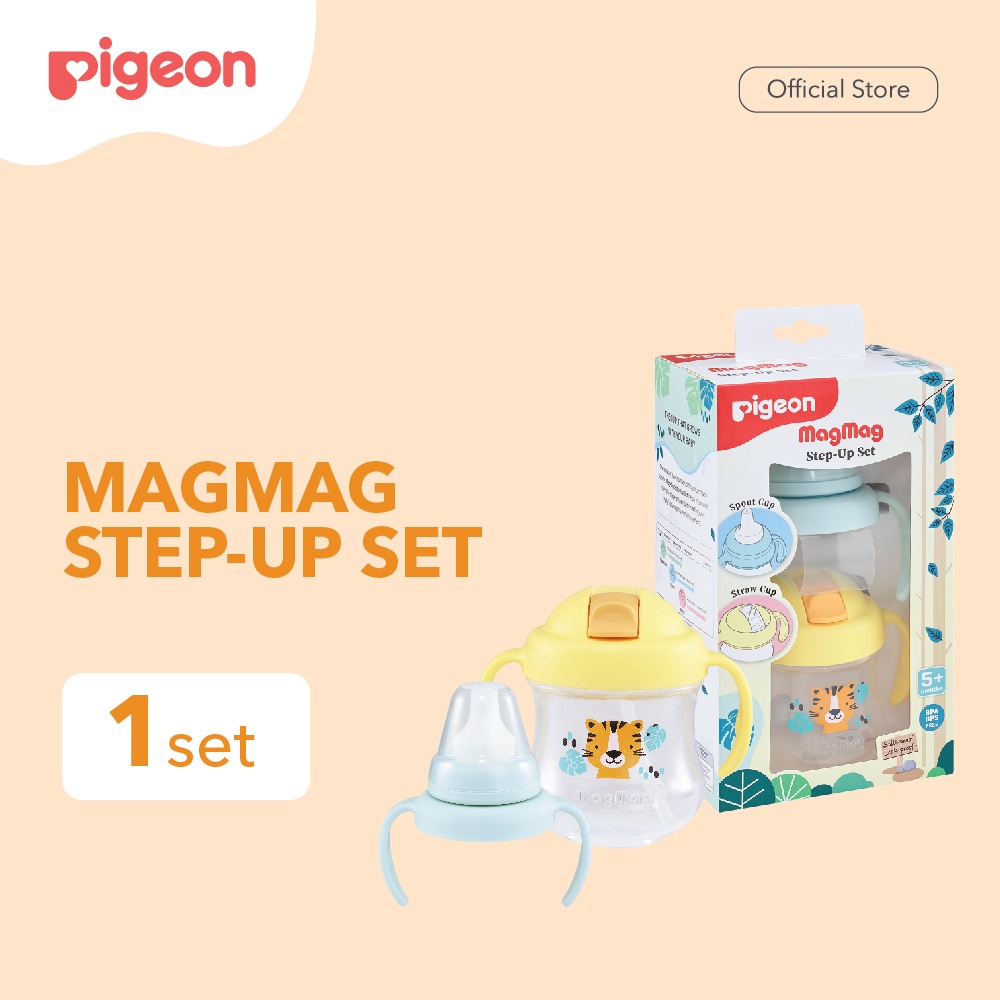 Pigeon Magmag Step Up Set |  Botol Minum Bayi |  Gelas Minum Bayi Anti Tumpah |  BPA Free |  Trainin