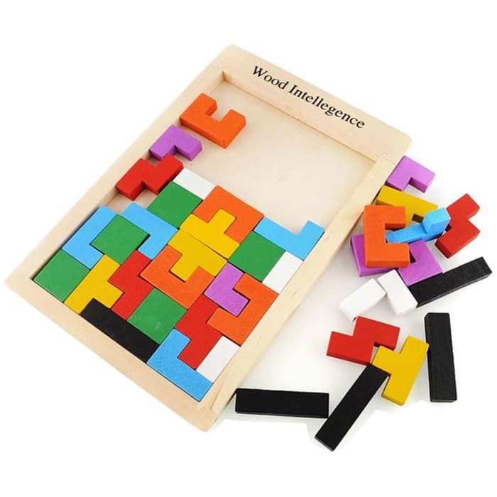 Wood Intellegence Russian Block Mainan Edukasi Anak Puzzle Tetris Kayu