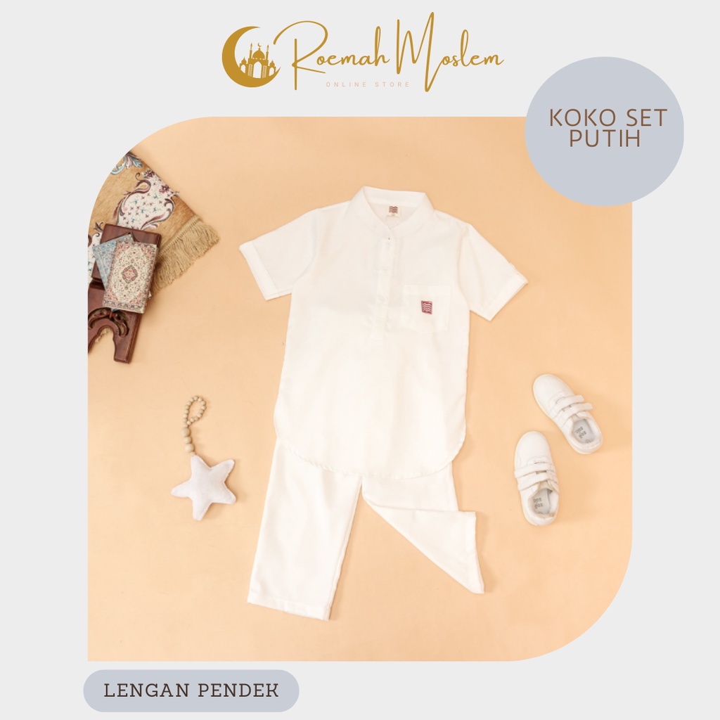 Salim_Moslem Baju Koko Anak Laki-laki Lengan Pendek Warna Putih