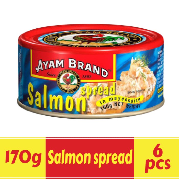 

IKAN SALMON KALENG PAKET 6 PCS SPREAD AYAM BRAND 170GR