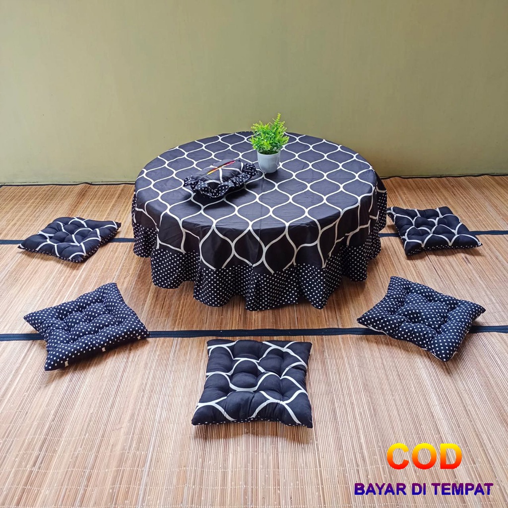 ✅COD Set Taplak Meja Oshin Bulat Rumbai Mewah Bantal Duduk Lesehan Cushion Pillow Tempat Tisu Tissue Home Decor Dekorasi Ruang Tamu Perlengkapan Rumah