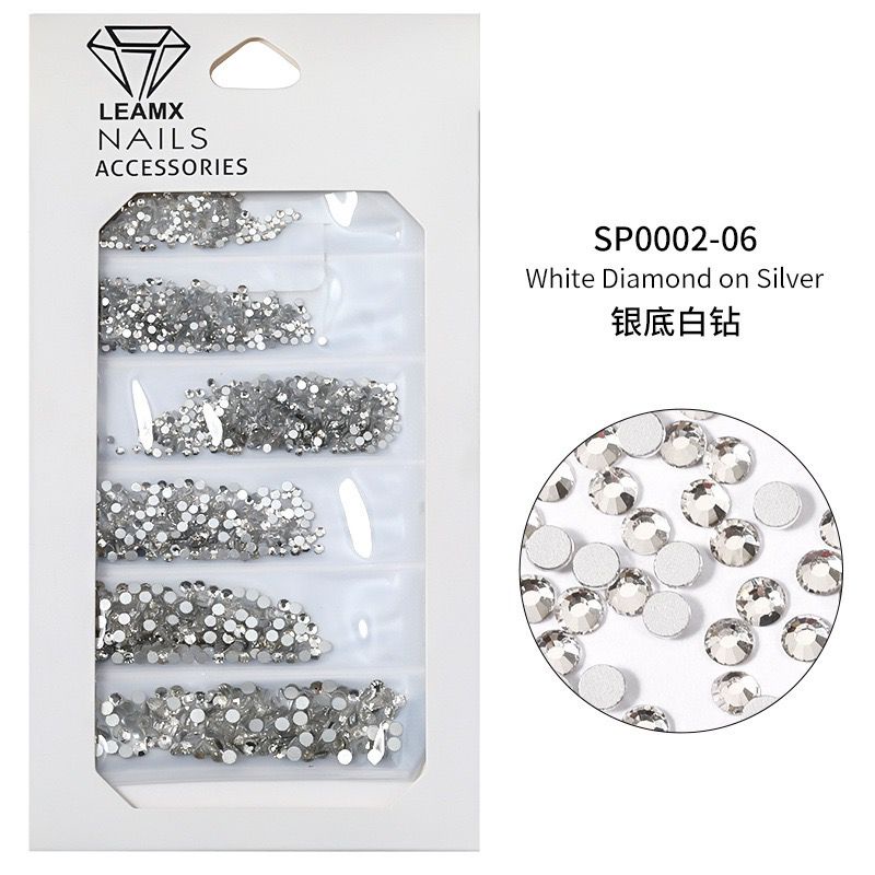 6 Sized Crystal Rhinestone Nail AB Clear / 6 Ukuran Crystal Dekorasi Kuku Manik Rhinestone Nail Art