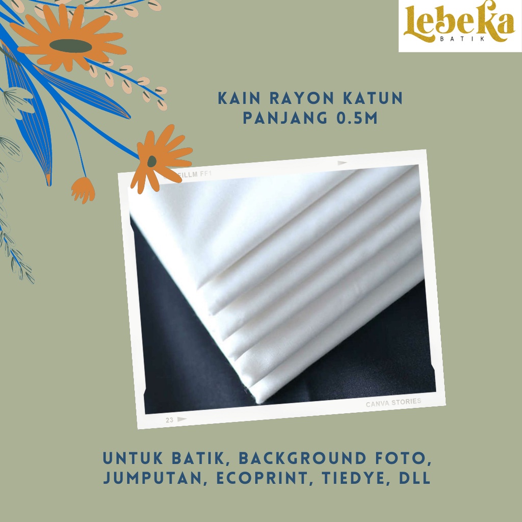 Kain Rayon Santung Viscose Putih Panjang 0,5 meter