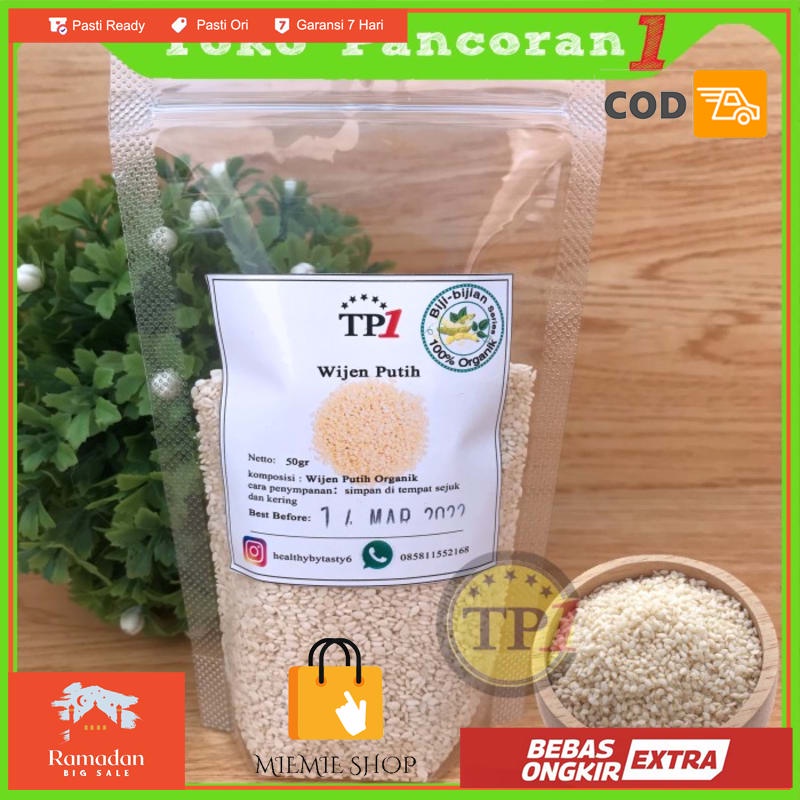 

Wijen Putih Black White Hitam Sesame Seed biji 100g - Wijen Putih 50Gr