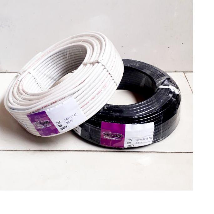 ☁ Kabel listrik serabut HYO  hitam  putih 1 roll ☊