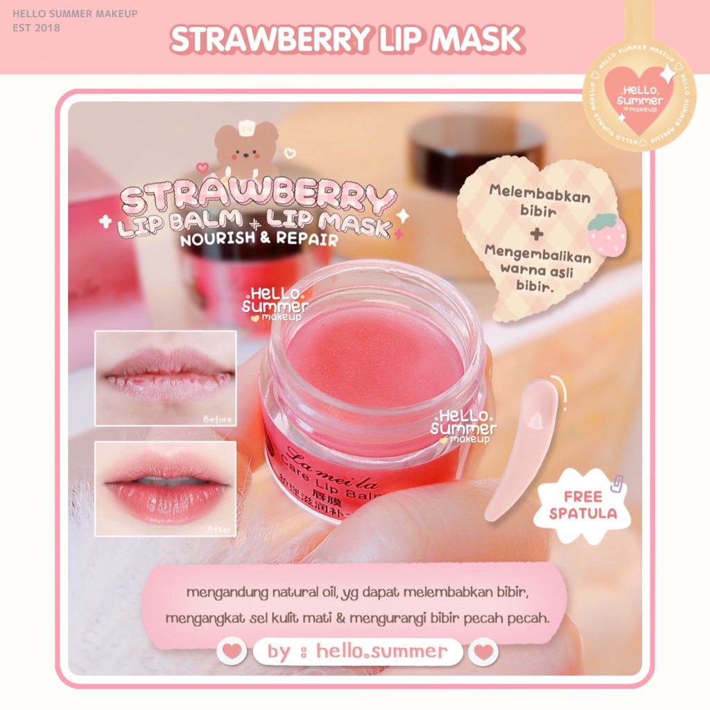 [FREE SPATULA!] Strawberry Vitamin Lip Mask Moisturizing Lip Balm 2in1 Melembabkan Bibir Perawatan Bibir Lip Care