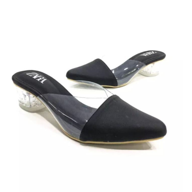 HARGA SPESIAL Promo Termurah.3.3.Heels Zara kaca selop Elegan 4cm