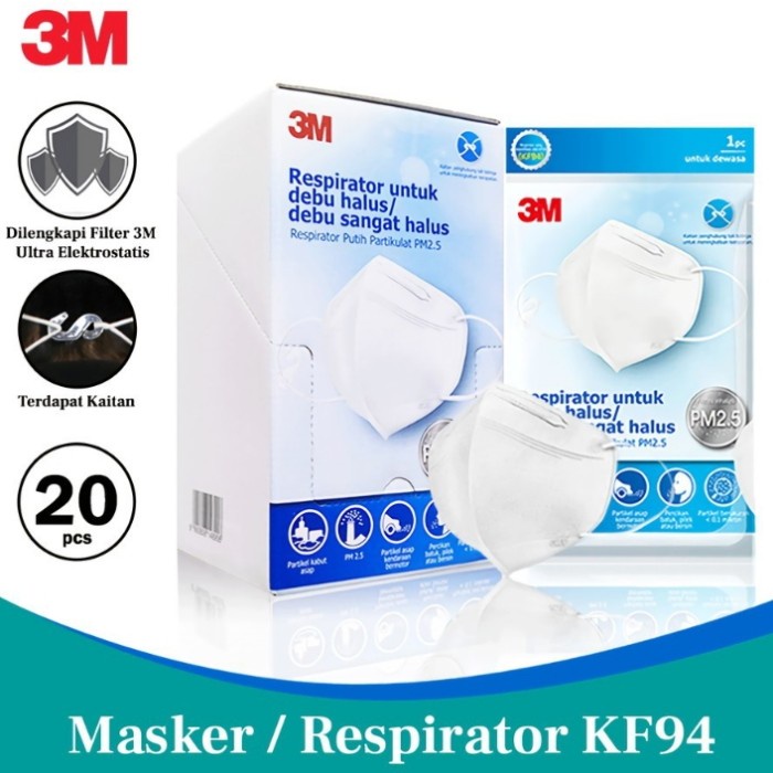 masker 3M respirator KF94 isi 20 pcs white