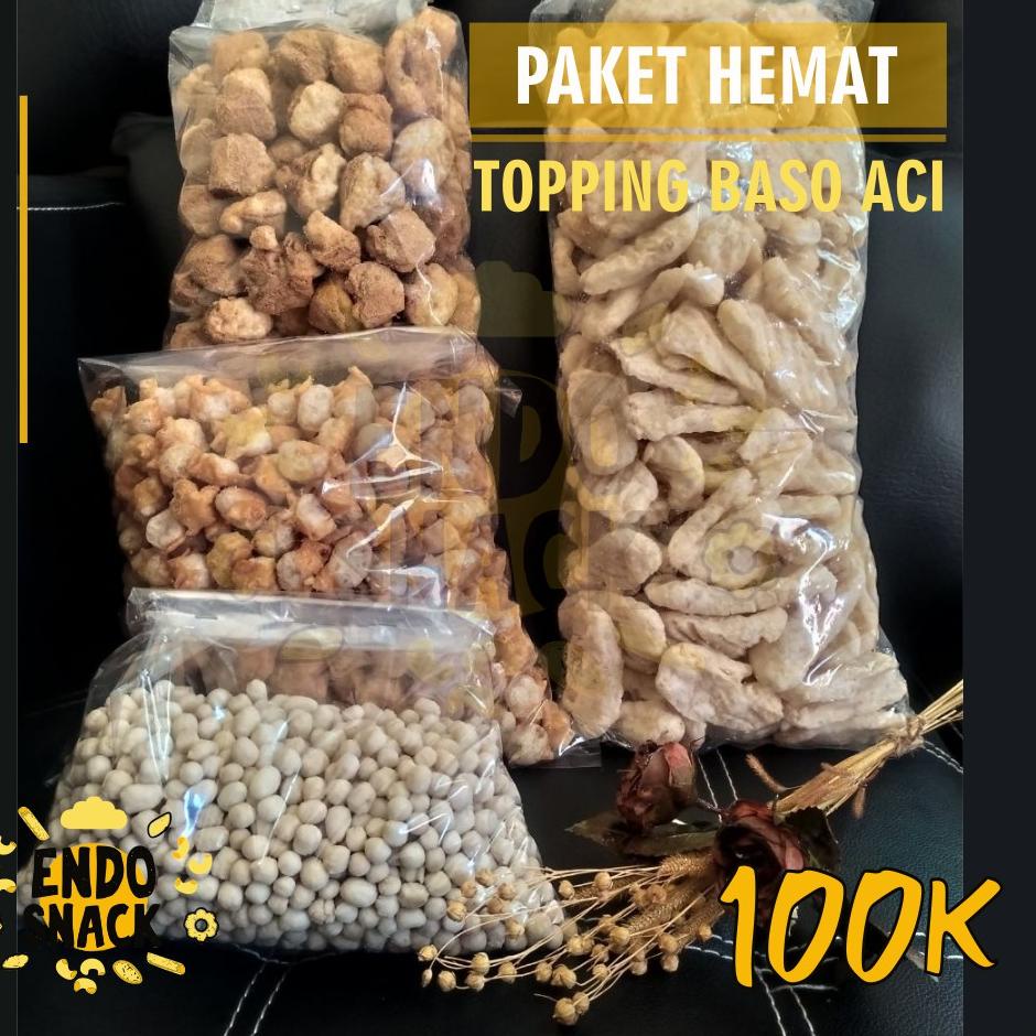 

8.8 Paket 100 Ribu Topping Baso Aci isi paket Cuanki Lidah, Siomay Mini, Cuanki Tahu dan Sukro Cikur