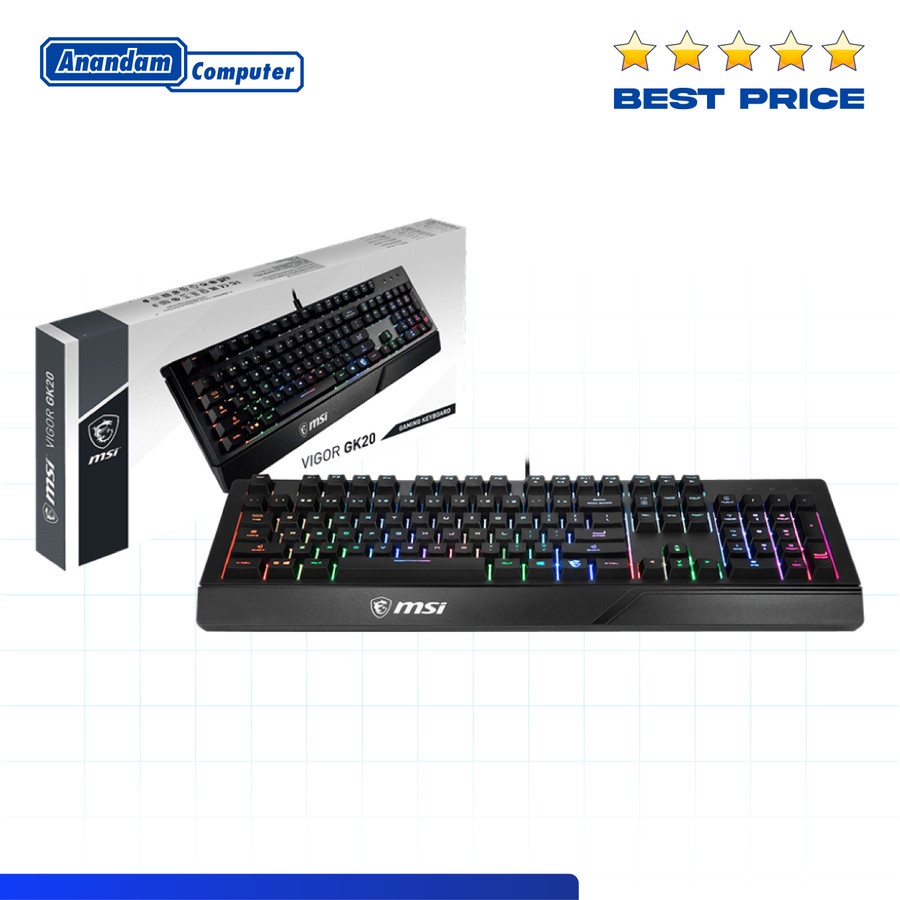 MSI Vigor GK20 Membrane - Rainbow LED Gaming Keyboard