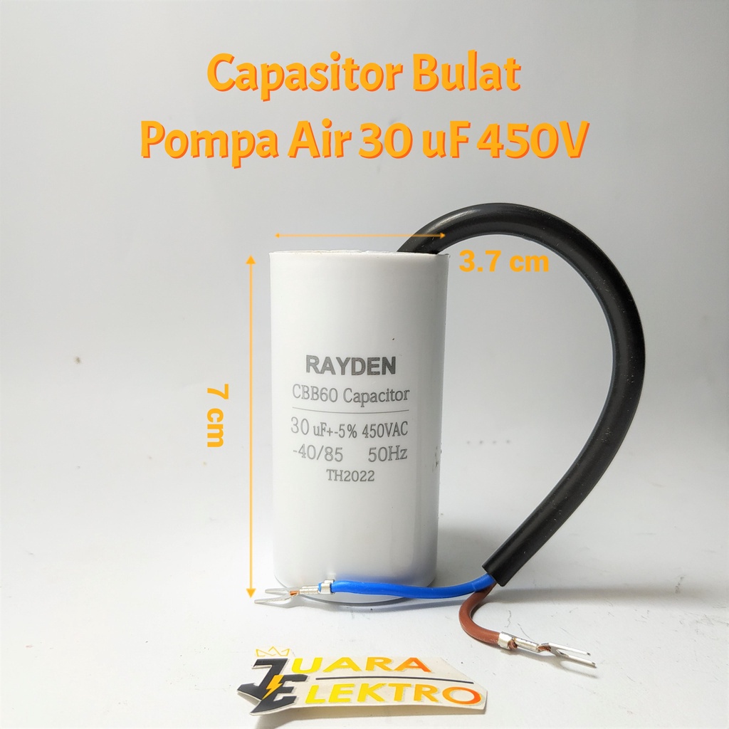 Capasitor Bulat Pompa Air 30 uF 450V | Kapasitor Pompa Air Bulat 30uF/450V | Kapasitor Kabel Bulat Panamatic