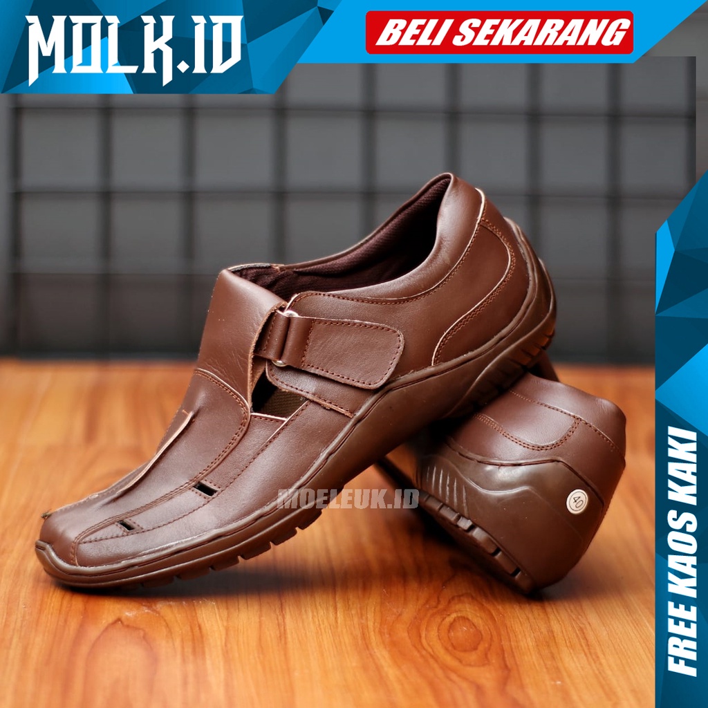 MOLK|Sepatu Slip On Kerja Pria Kulit Asli Original Pantofel Pria Hitam Trendy Masa Kini Sepatu Slop Pria Sepatu Casual Pria