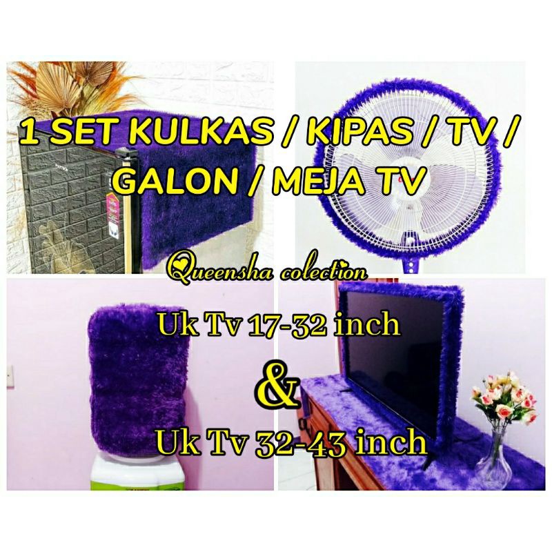 5in1 set alas kulkas / bando kipas / sarung galon polos / bando tv polos / taplak meja tv 17-32 dan 