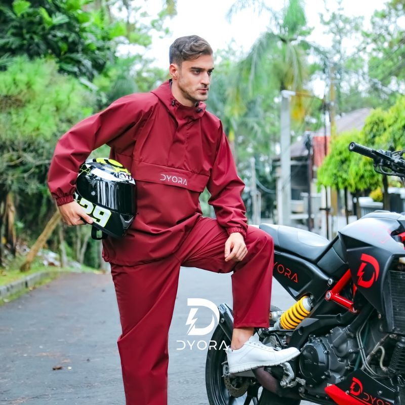 Raincoat DYORA Aussie Series Red Jas Hujan Pria Wanita Jas Hujan Saku Kangguru