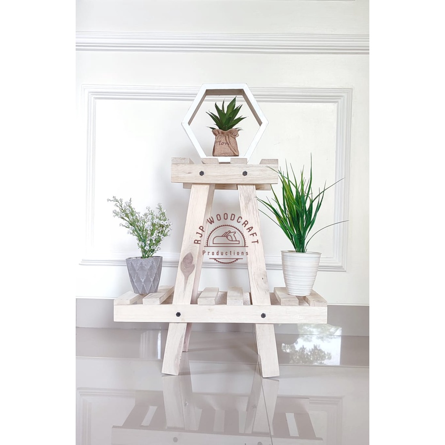 Rak Bunga Susun Kayu Minimalis / Standing Pot